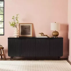 Kirklands Home Cabinets & Sideboards|Wood Scandinavian 4-Door Sideboard Black