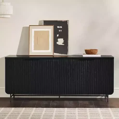 Kirklands Home Cabinets & Sideboards|Wood Scandinavian 4-Door Sideboard Black