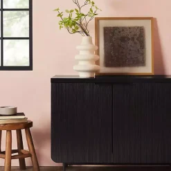Kirklands Home Cabinets & Sideboards|Wood Scandinavian 4-Door Sideboard Black