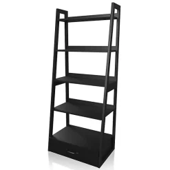 Kirklands Home Bookshelves|Wood 5-Shelf Leaning Bookshelf Black
