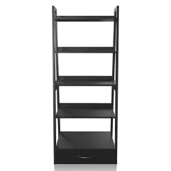Kirklands Home Bookshelves|Wood 5-Shelf Leaning Bookshelf Black