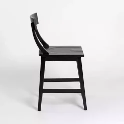 Kirklands Home Bar Stools & Counter Height Stools|Wood T-Back Counter Stool Black