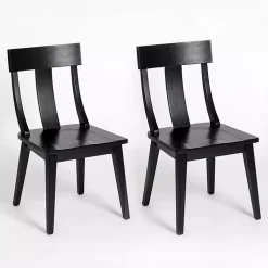 Kirklands Home Dining Chairs|Wood T-Back Dining Chairs, Set of 2 Black