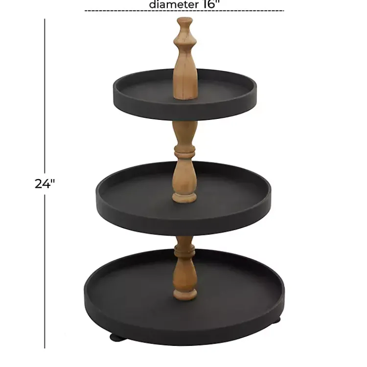 Kirklands Home Serving & Entertaining|Wood 3-Tiered Decorative Tray Black