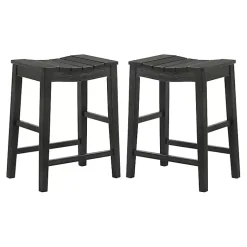 Kirklands Home Bar Stools & Counter Height Stools|Wood Whitcombe Counter Stools, Set of 2 Black