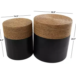 Kirklands Home Accent & End Tables|Black Wood Wrapped Rope Accent Tables, Set of 2 Brown