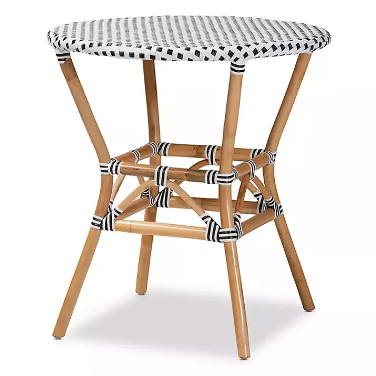 Kirklands Home Dining Tables|Black Woven Rattan French Bistro Dining Table