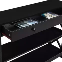 Kirklands Home Console Tables|Black X-Frame 2-Shelf Console Table Brown