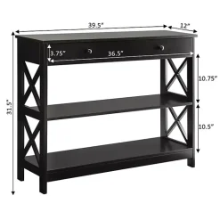 Kirklands Home Console Tables|Black X-Frame 2-Shelf Console Table Brown