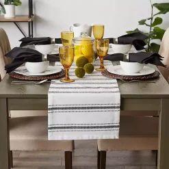 Kirklands Home Table Linens|Zig Zag Dobby Stripe Table Runner, 72 in. Black