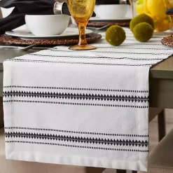 Kirklands Home Table Linens|Zig Zag Dobby Stripe Table Runner, 72 in. Black