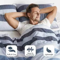 Kirklands Home Comforters|Blake Blue Stripe 3-pc. King Comforter Set