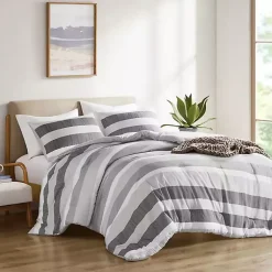 Kirklands Home Comforters|Blake Gray Stripe 3-pc. Full/Queen Comforter Set