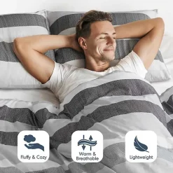 Kirklands Home Comforters|Blake Gray Stripe 2-pc. Twin/Twin XL Comforter Set