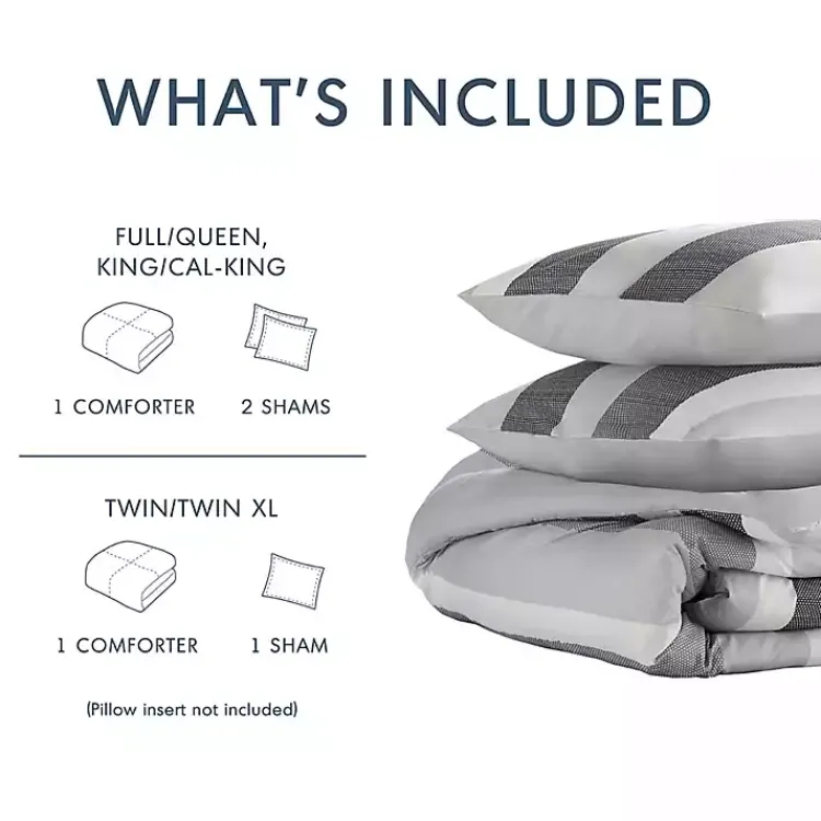 Kirklands Home Comforters|Blake Gray Stripe 2-pc. Twin/Twin XL Comforter Set