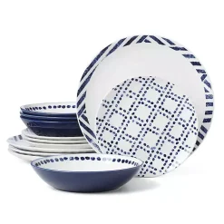 Kirklands Home Dinnerware|Blue & White Harbour 12-pc. Dinnerware Set