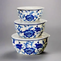 Kirklands Home Dinnerware|Blue & White 6-pc. Ceramic Food Storage Bowl Set