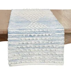Kirklands Home Table Linens|and Cream Textured Diamonds Table Runner Blue