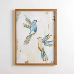 Kirklands Home Framed Art|Blue and Gold Birds Framed Art Print