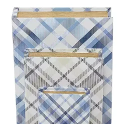 Discount Blue and Gray Plaid Book Boxes, Set of 3 Baskets & Boxes