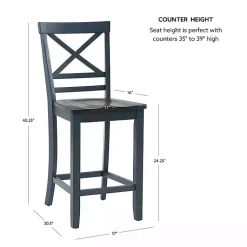 Kirklands Home Bar Stools & Counter Height Stools|Blue and Gray Wood Aliza Counter Stools, Set of 2