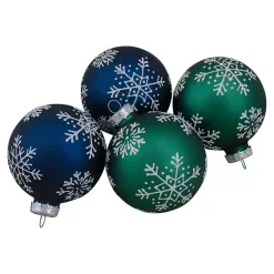 Outlet Blue and Green Snowflake Ornaments, Set of 4 Christmas Ornaments