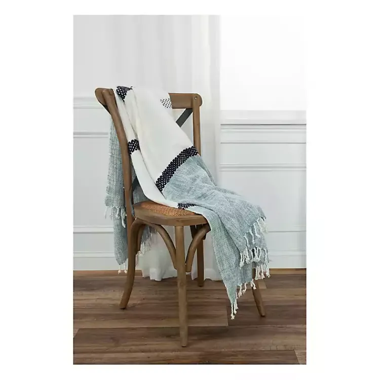 Outlet Blue and Ivory Colorblock Throw Blankets & Throws