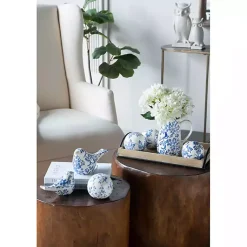 Outlet Blue and Ivory Floral Ceramic Pitcher Vase Vases