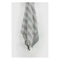 Blue and Ivory Striped Cotton Throw Blankets & Throws