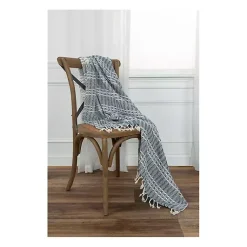 Blue and Ivory Striped Cotton Throw Blankets & Throws