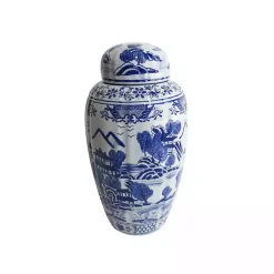 Clearance Blue and White Ceramic Chinoiserie Jar Decorative Bowls & Jars