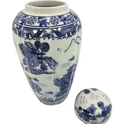 Clearance Blue and White Ceramic Chinoiserie Jar Decorative Bowls & Jars