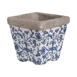 Kirklands Home Planters|Blue and White Ceramic Flower Pots, Set of 3