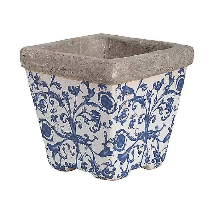 Kirklands Home Planters|Blue and White Ceramic Flower Pots, Set of 3