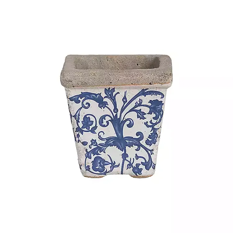 Kirklands Home Planters|Blue and White Ceramic Flower Pots, Set of 3