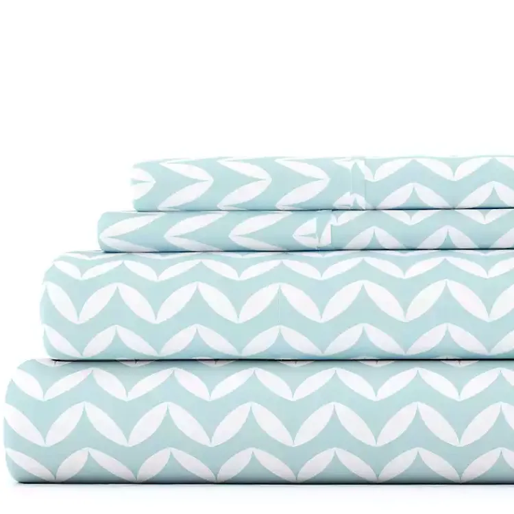 Kirklands Home Bed Sheets|Blue and White Chevron 3-pc. Twin Sheet Set