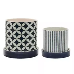 Kirklands Home Planters|Blue and White Coastal Planters, Set of 2