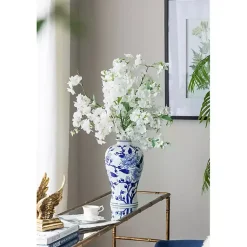 Best Blue and White Floral Curved Porcelain Vase Vases