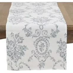 Kirklands Home Table Linens|Blue and White Floral Table Runner, 90 in.