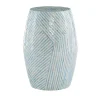 Kirklands Home Accent & End Tables|Blue and White Mosaic Capiz Shell Drum End Table