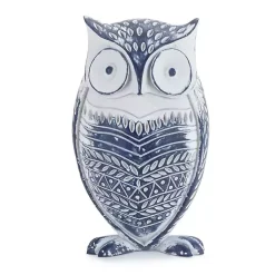 Sale Blue and White Patterned Owl Decorations, Set of 2 Fall