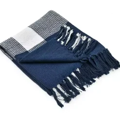 Blue and White Plaid Organic Cotton Throw Blankets & Throws