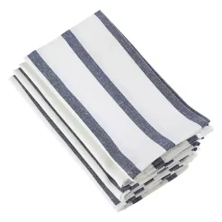 Kirklands Home Table Linens|Blue and White Striped Cotton Napkins, Set of 4