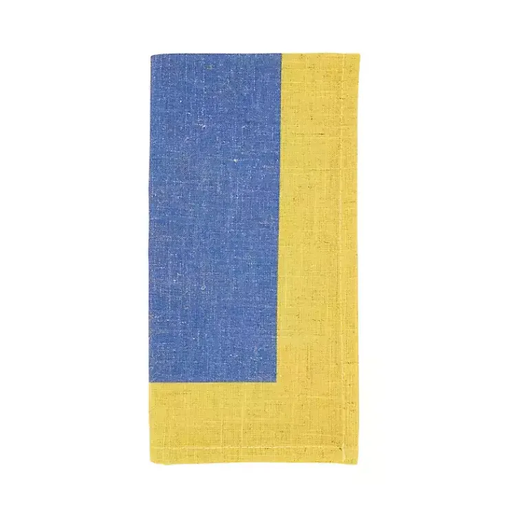 Kirklands Home Table Linens|Blue and Yellow Colorblock Napkins, Set of 4
