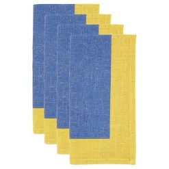 Kirklands Home Table Linens|Blue and Yellow Colorblock Napkins, Set of 4