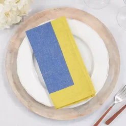 Kirklands Home Table Linens|Blue and Yellow Colorblock Napkins, Set of 4