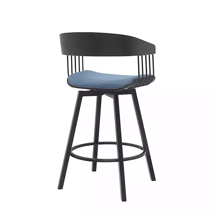 Kirklands Home Bar Stools & Counter Height Stools|Athena Swivel Counter Stool Blue