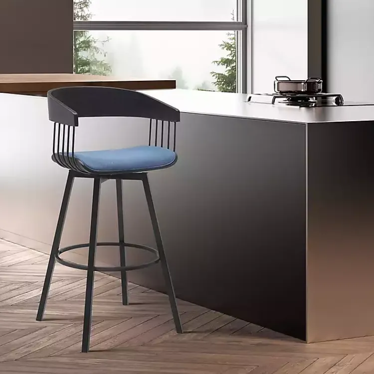 Kirklands Home Bar Stools & Counter Height Stools|Athena Swivel Counter Stool Blue