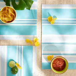Kirklands Home Outdoor Dining|Blue Beach House Stripe Placemats, Set of 6