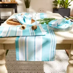 Kirklands Home Outdoor Dining|Blue Beach House Stripe Placemats, Set of 6